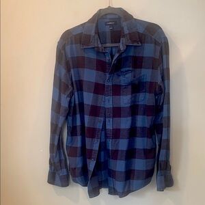 Croft & Barrow Thrashed Blue and Black Buffalo Plaid Flannel Shirt Men’s Large